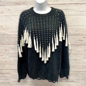 Wildfox effi tassel fringe knit sweater